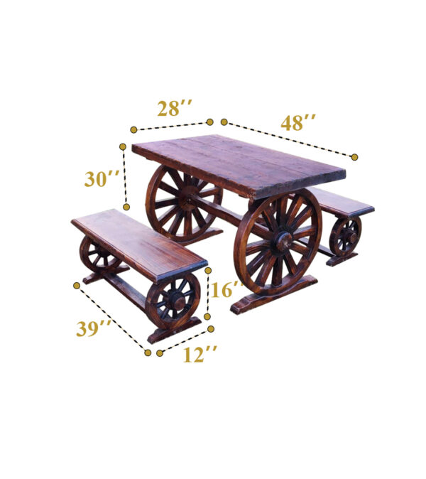 Dark wood Bench Set ( 8pcs ) - Image 4