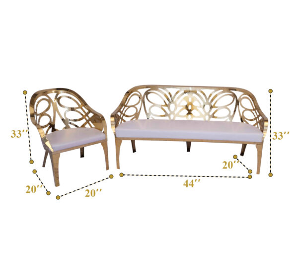 Gold Carving Couple Sofa Set (1+2) - Image 5