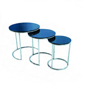 Black Glass Coffee Table (set of 3) (6 Pcs)