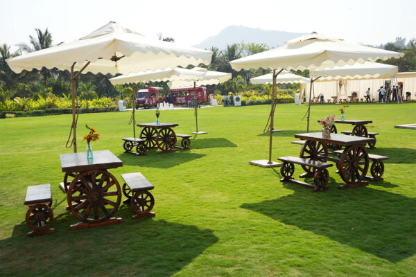 Dark wood Bench Set ( 8pcs ) - Image 3