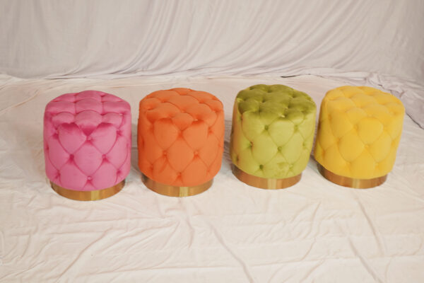 Chesterfield Colourful Pouffes (Orange) 12 - Image 2