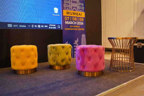 Chesterfield Colourful Pouffes (Orange) 12 - Image 3
