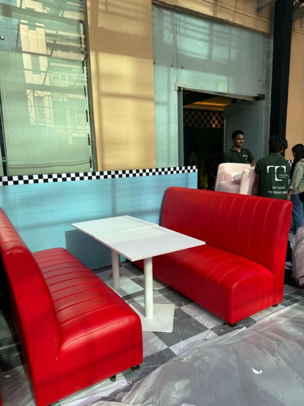 Red Long Back Leather Sofa (12) - Image 3