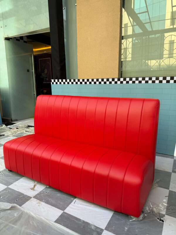 Red Long Back Leather Sofa (12) - Image 2